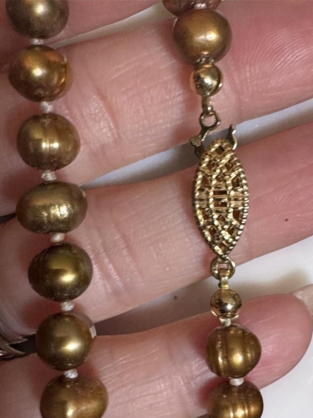Golden Fresh Water Pearl Necklace - Picture 4 of 4